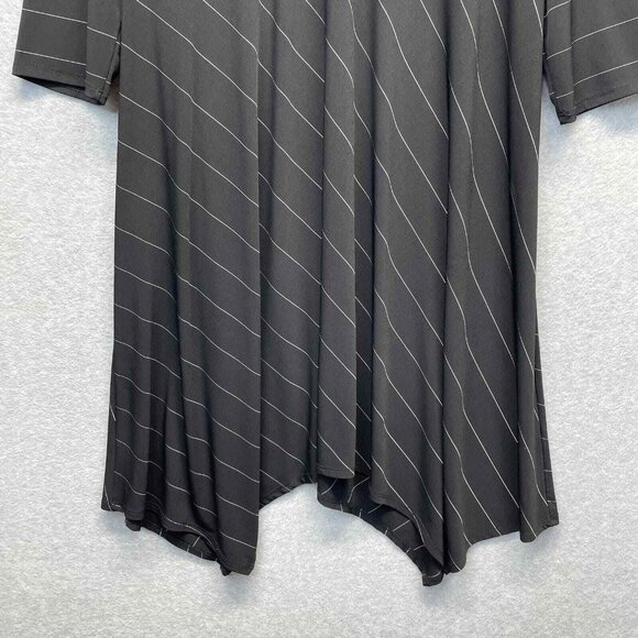 IC By Connie K Dress Womens XL Stretch Jersey Black Asymmetrical Hem Striped - Picture 3 of 11